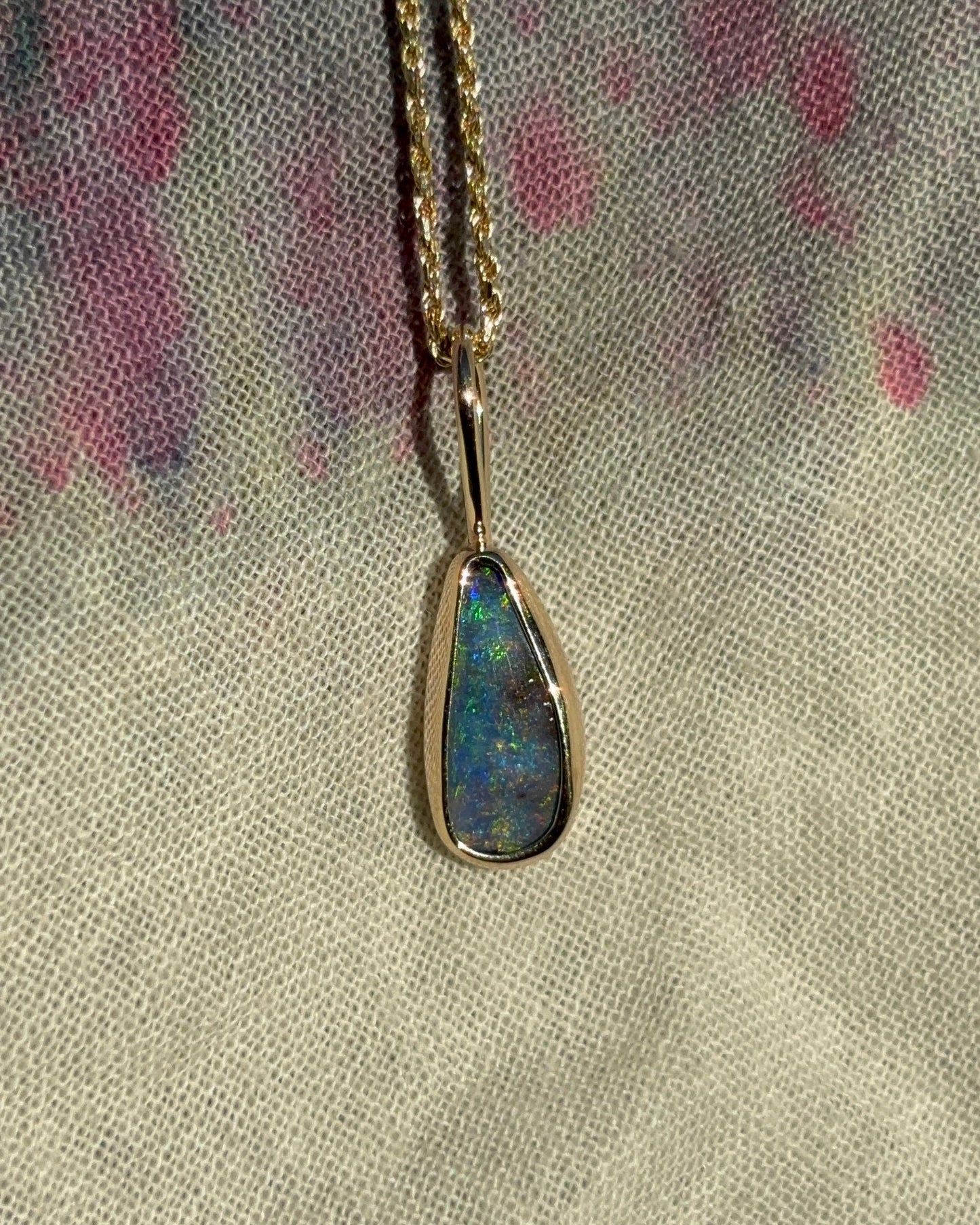 Ocean Veil Boulder Opal Pendant