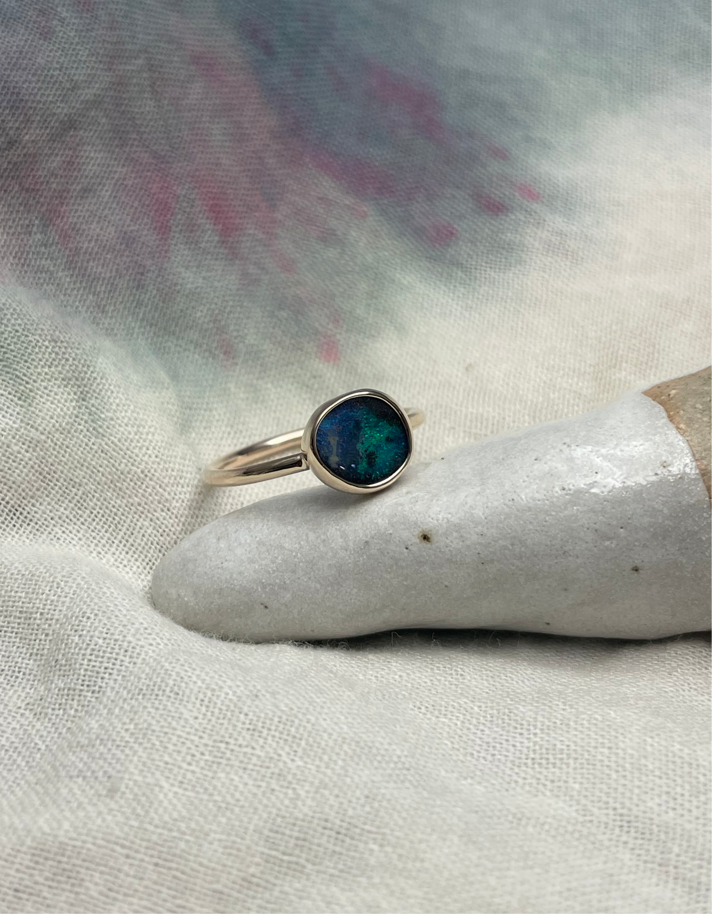 Gold Boulder opal ring