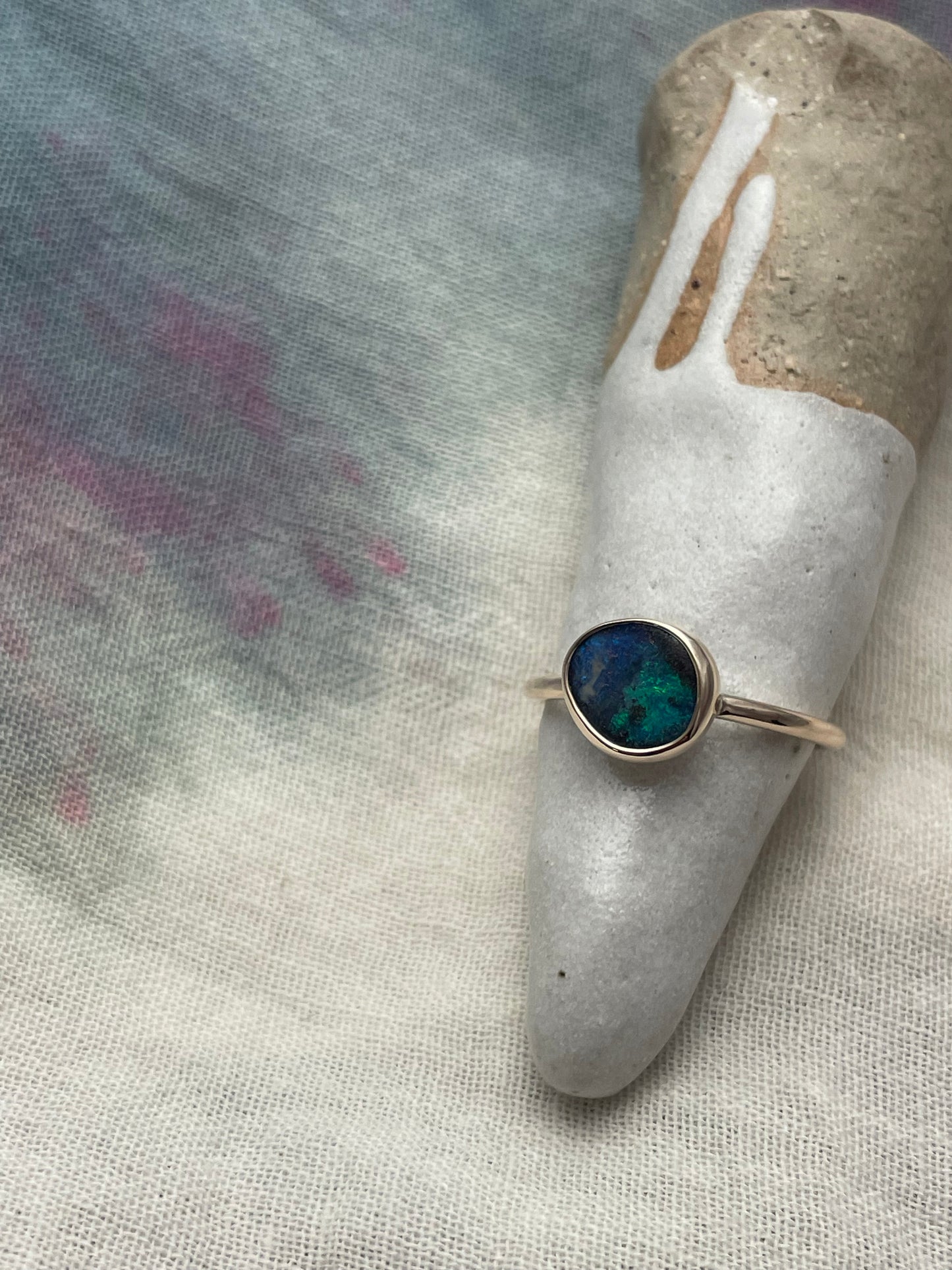 Gold Boulder opal ring