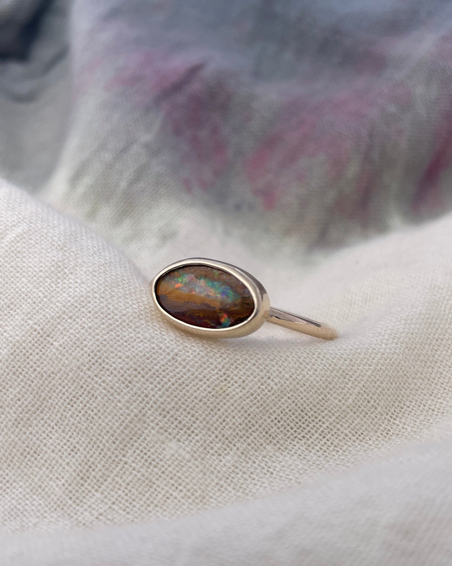 Honey Flash Opal Ring