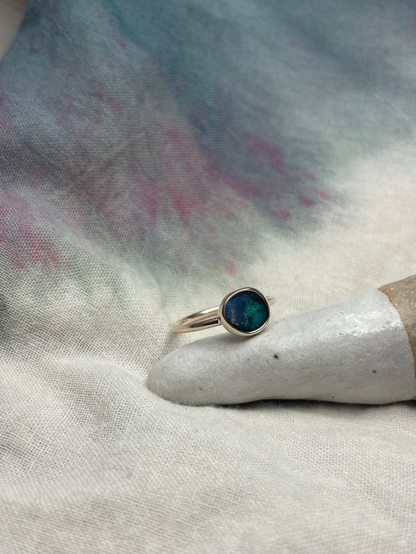 Gold Boulder opal ring