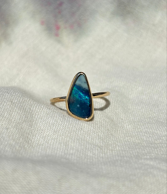 "Still water" Blue opal ring