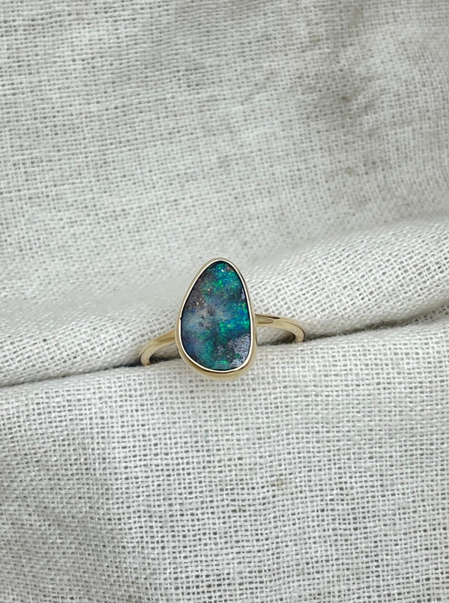 Boulder opal ring