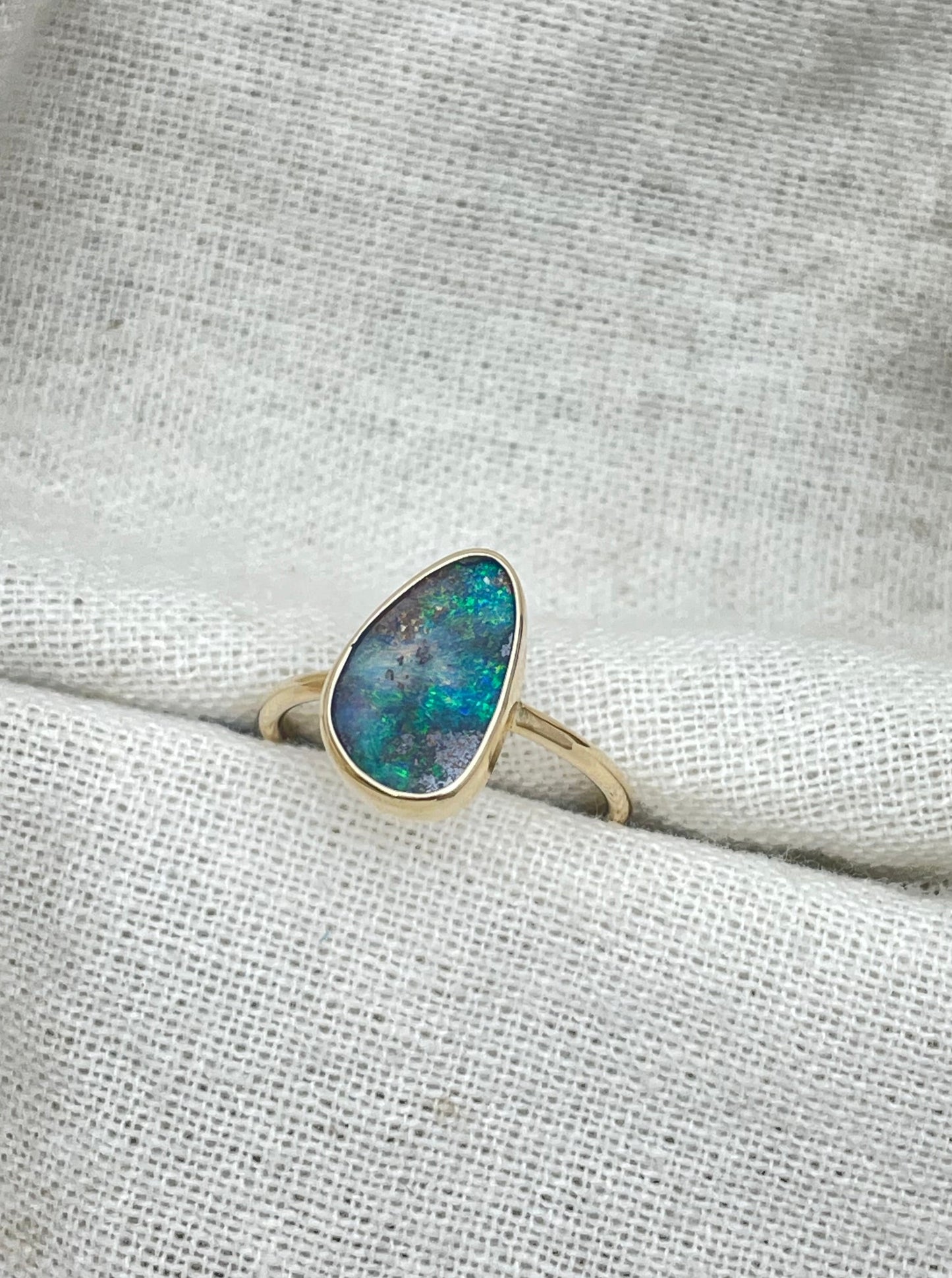 Boulder opal ring