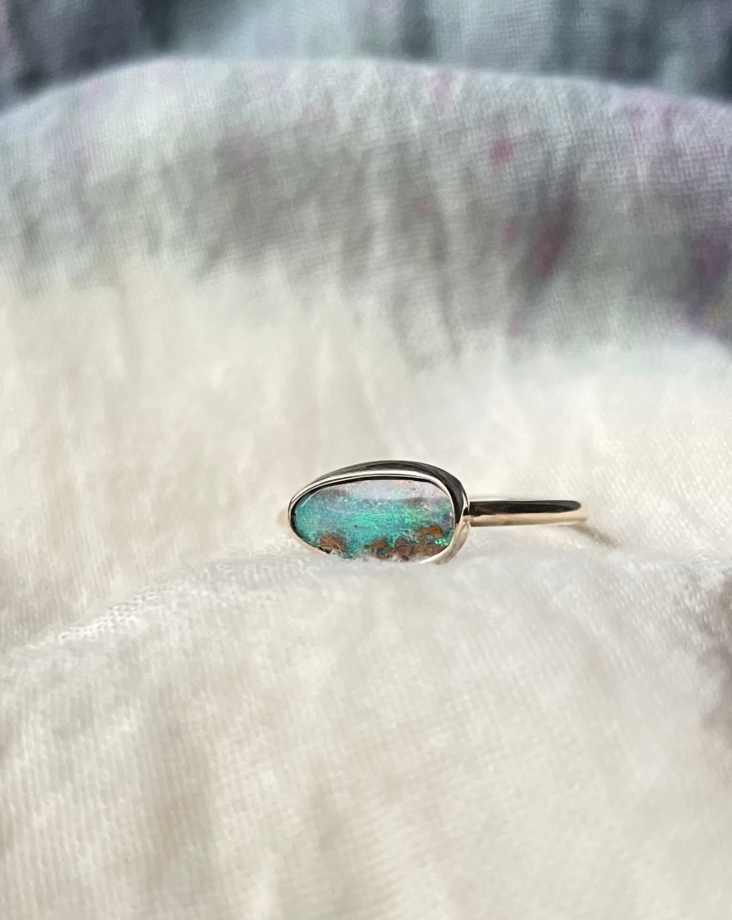 Boulder opal gold ring -size N