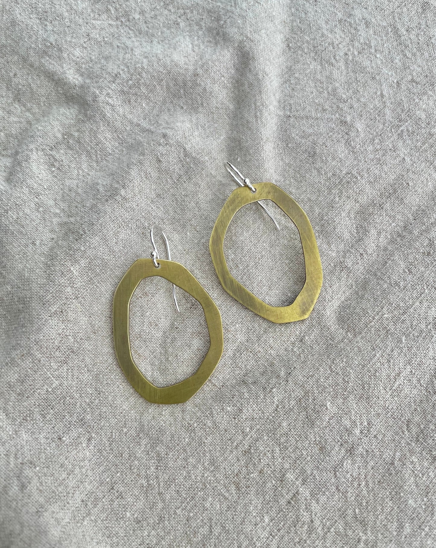 Flat Hoop Brass Earrings