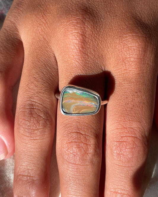 Boulder opal silver ring