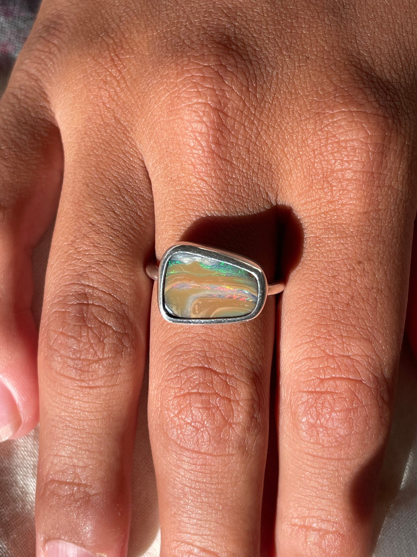 Boulder opal silver ring