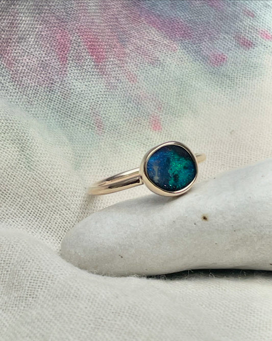 Gold Boulder opal ring