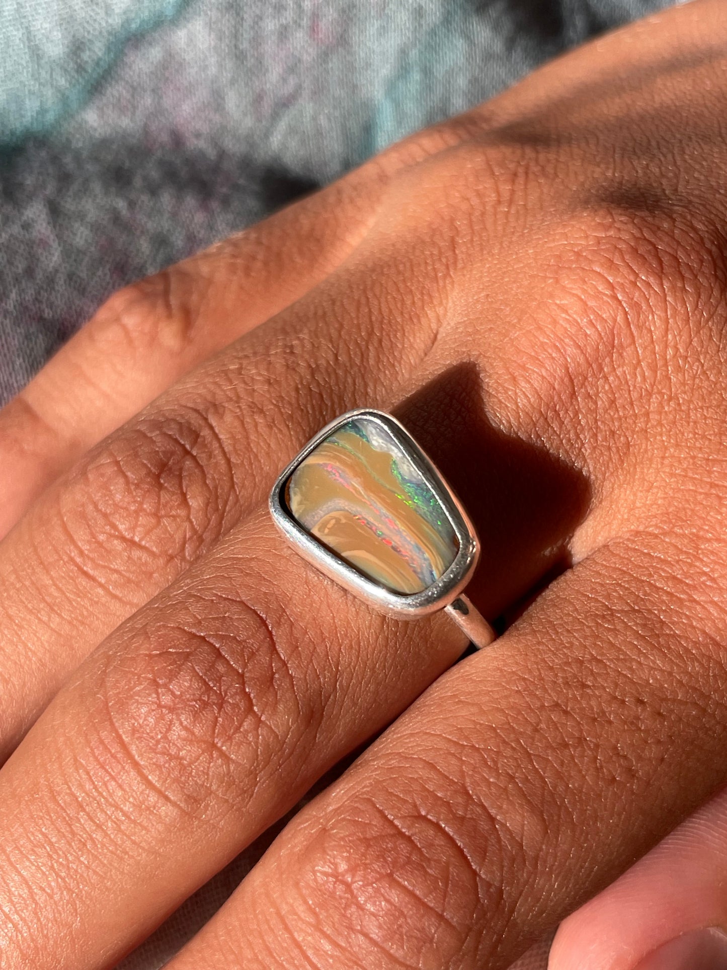 Boulder opal silver ring