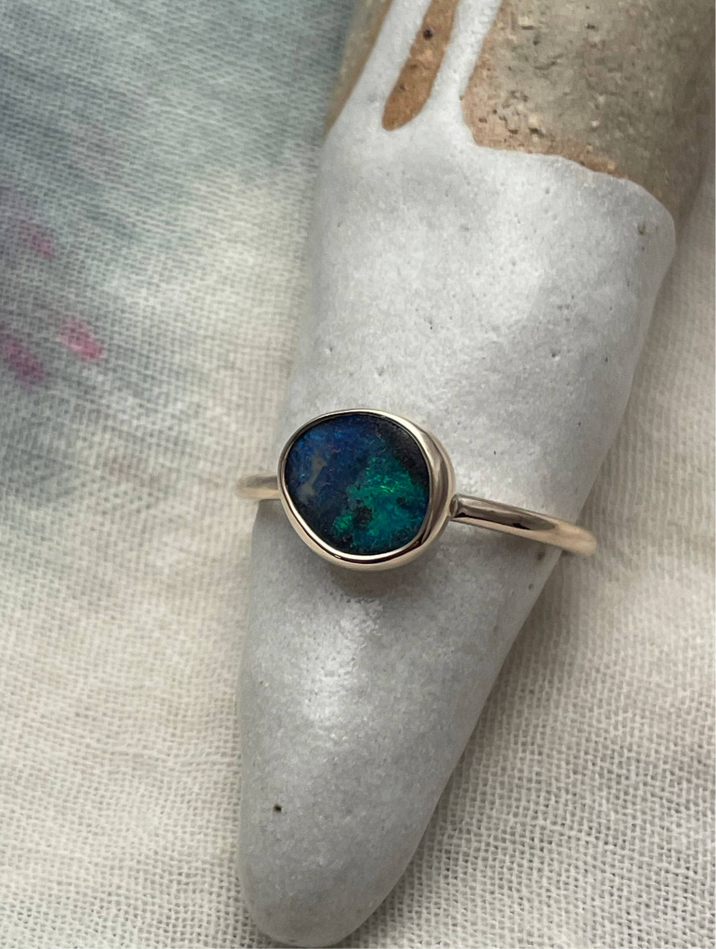 Gold Boulder opal ring