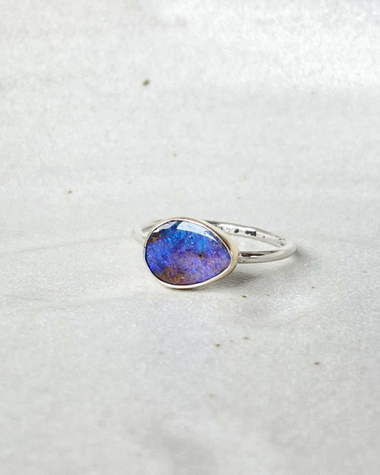 Boulder opal ring