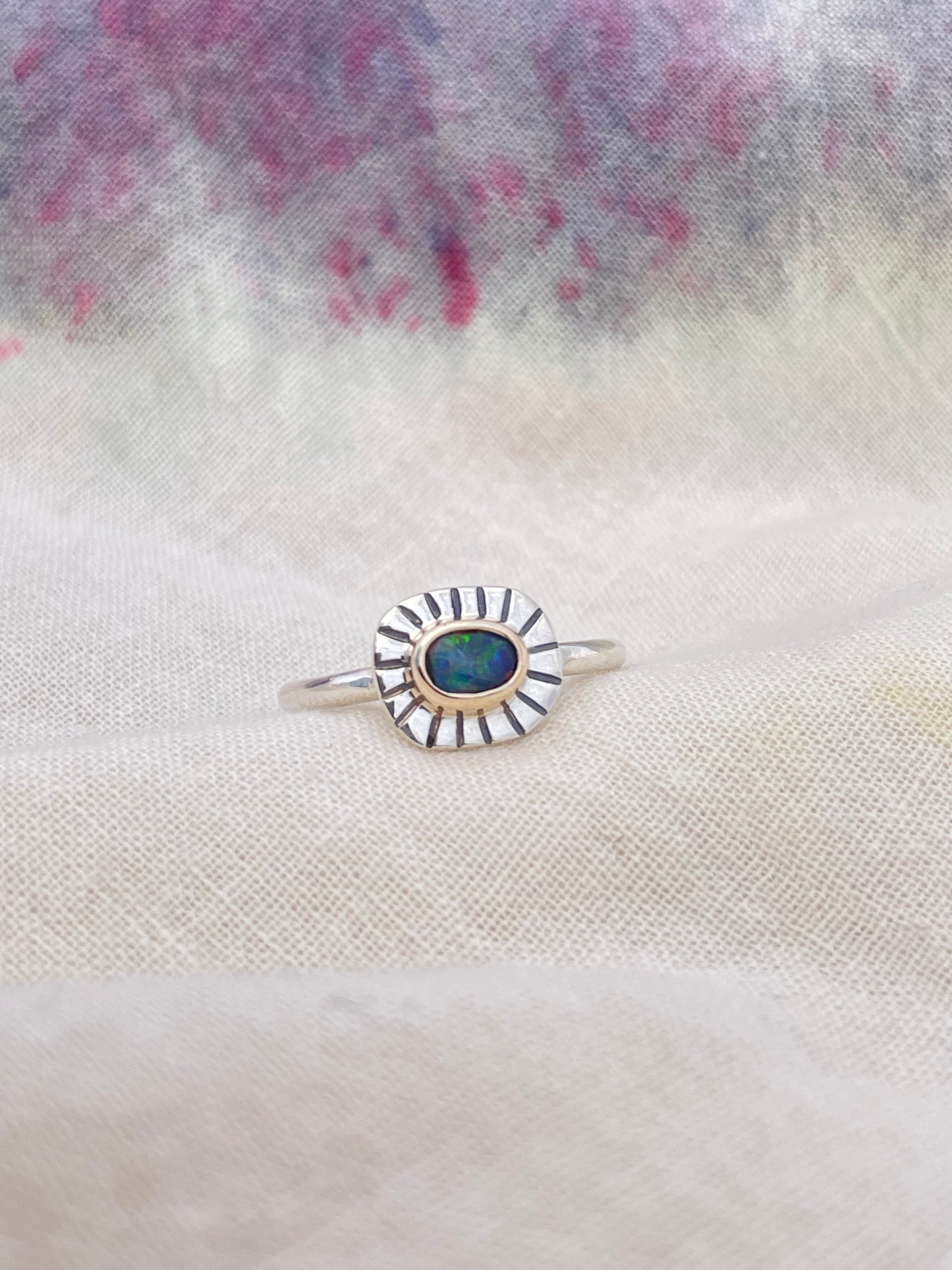 Sunburst Opal Ring - Handcrafted Elegance