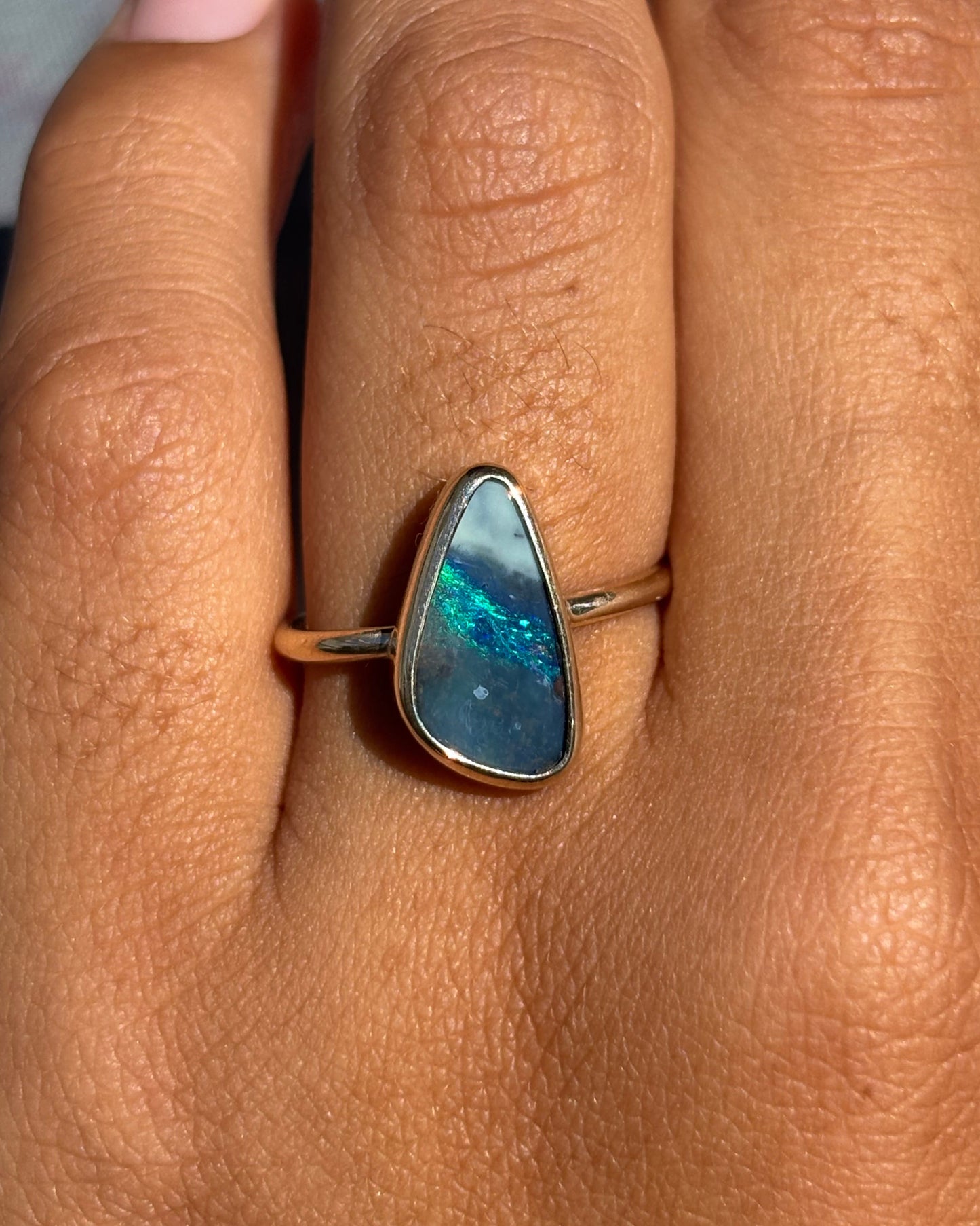 "Still water" Blue opal ring
