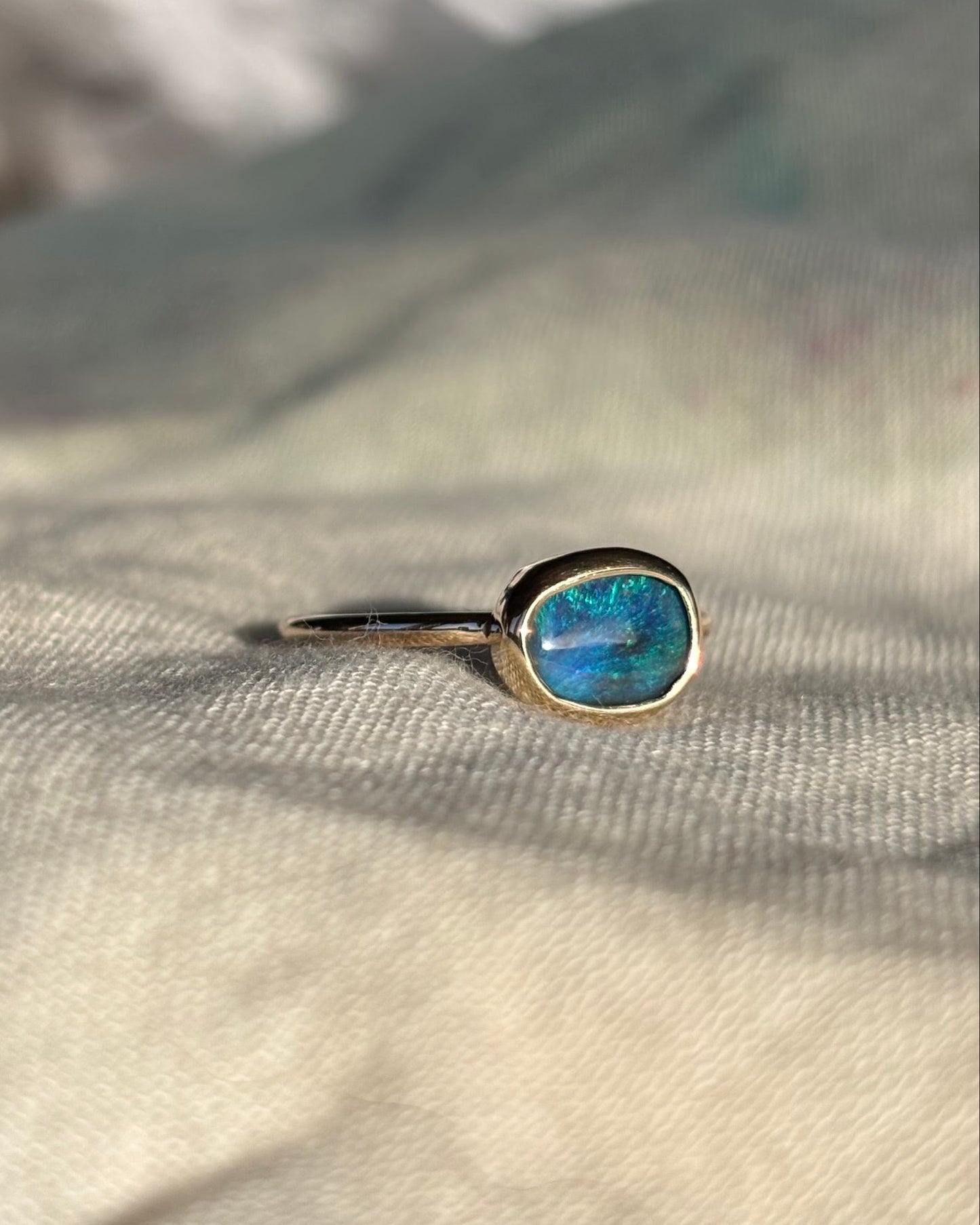 Blue Lagoon Gold Opal Ring