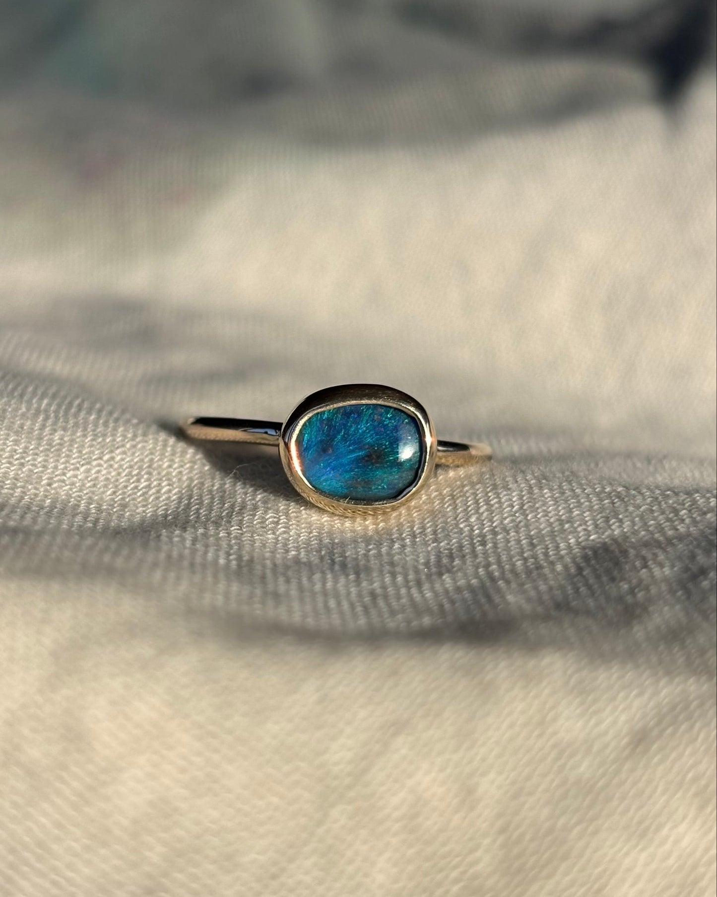 Blue Lagoon Gold Opal Ring