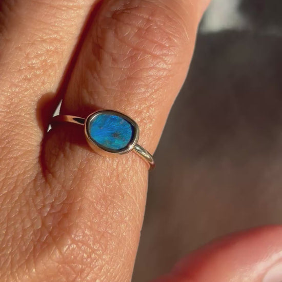 Blue Lagoon Gold Opal Ring