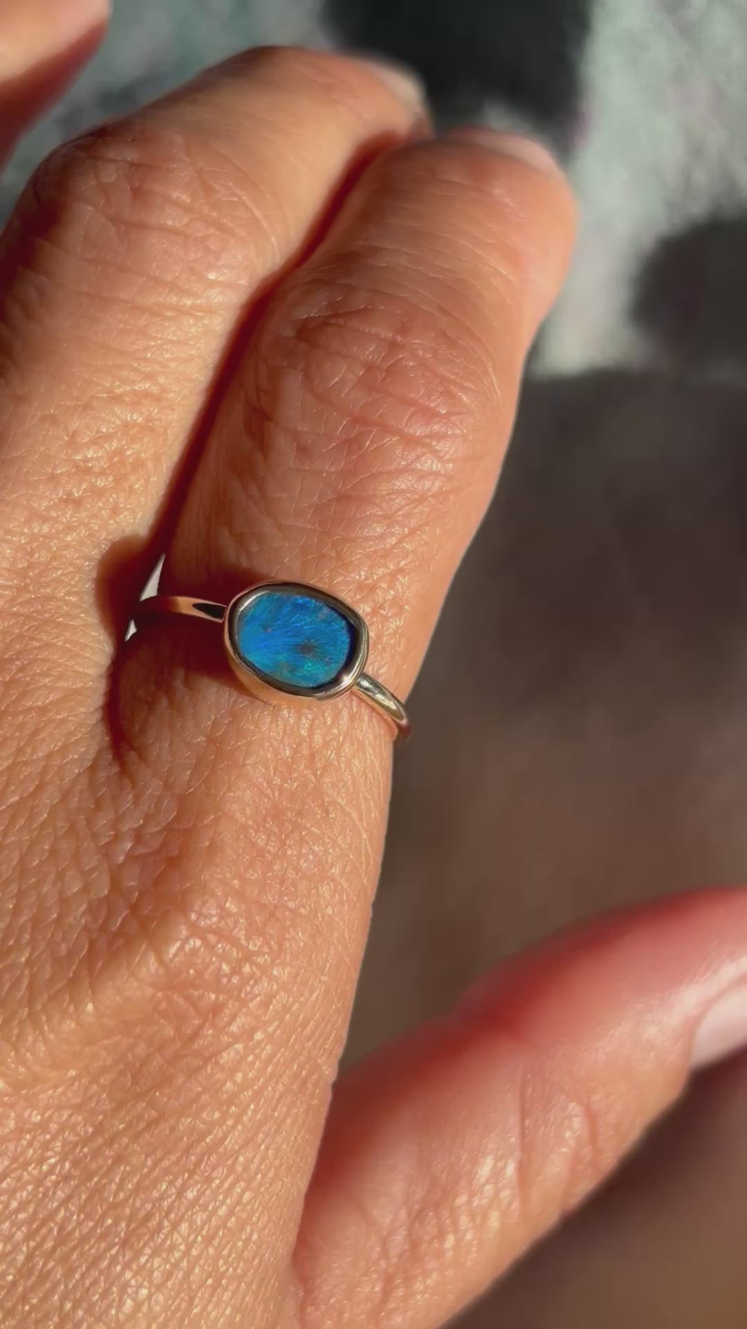 Blue Lagoon Gold Opal Ring