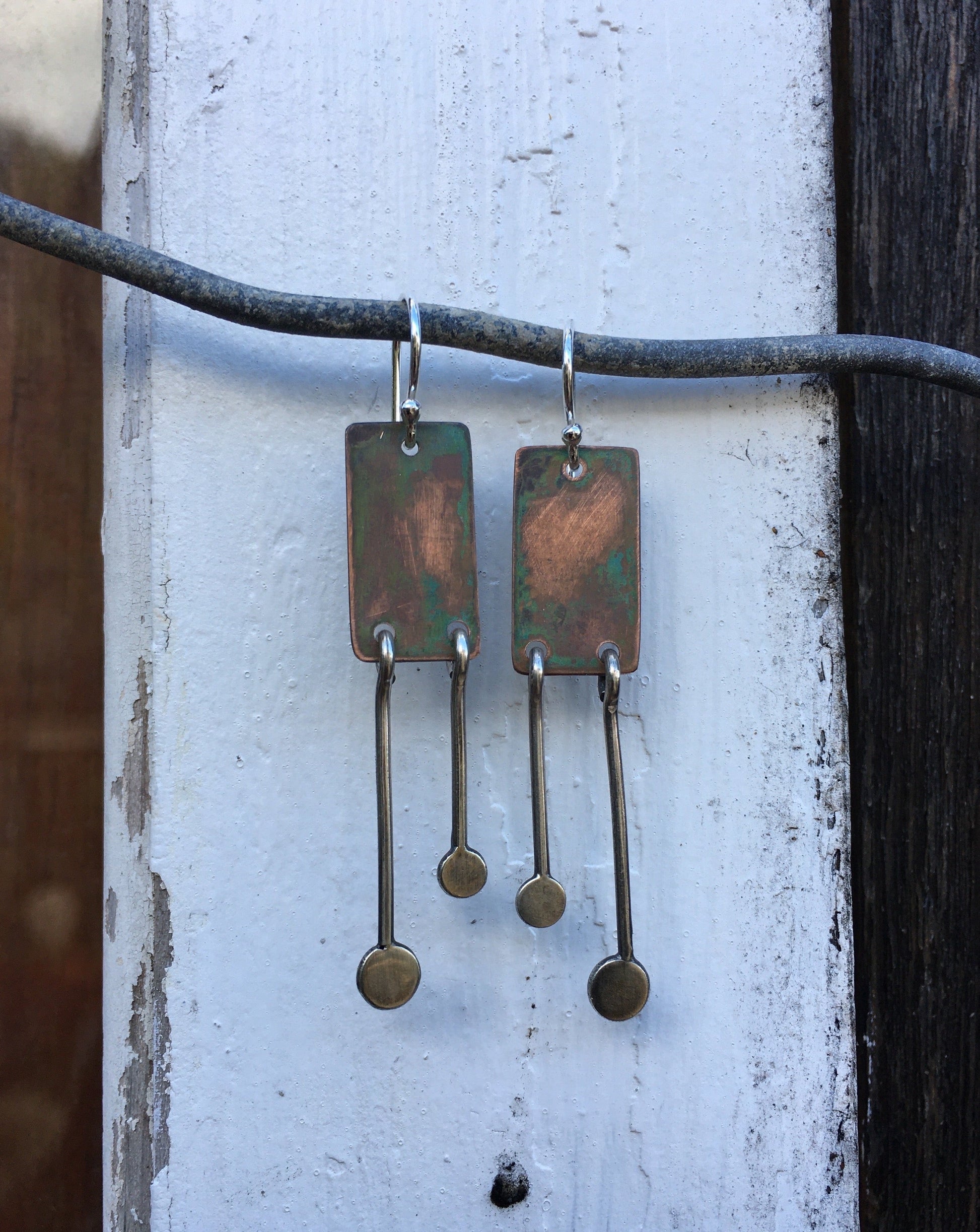 Copper with Sterling drop Earrings