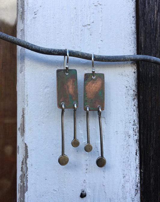 Copper with Sterling drop Earrings