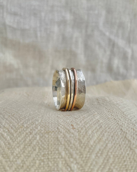 3 Band(Yellow gold Rose gold & Sterling silver) Spin Ring