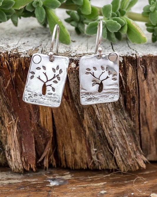 Tree with Moon Sterling silver Earrings