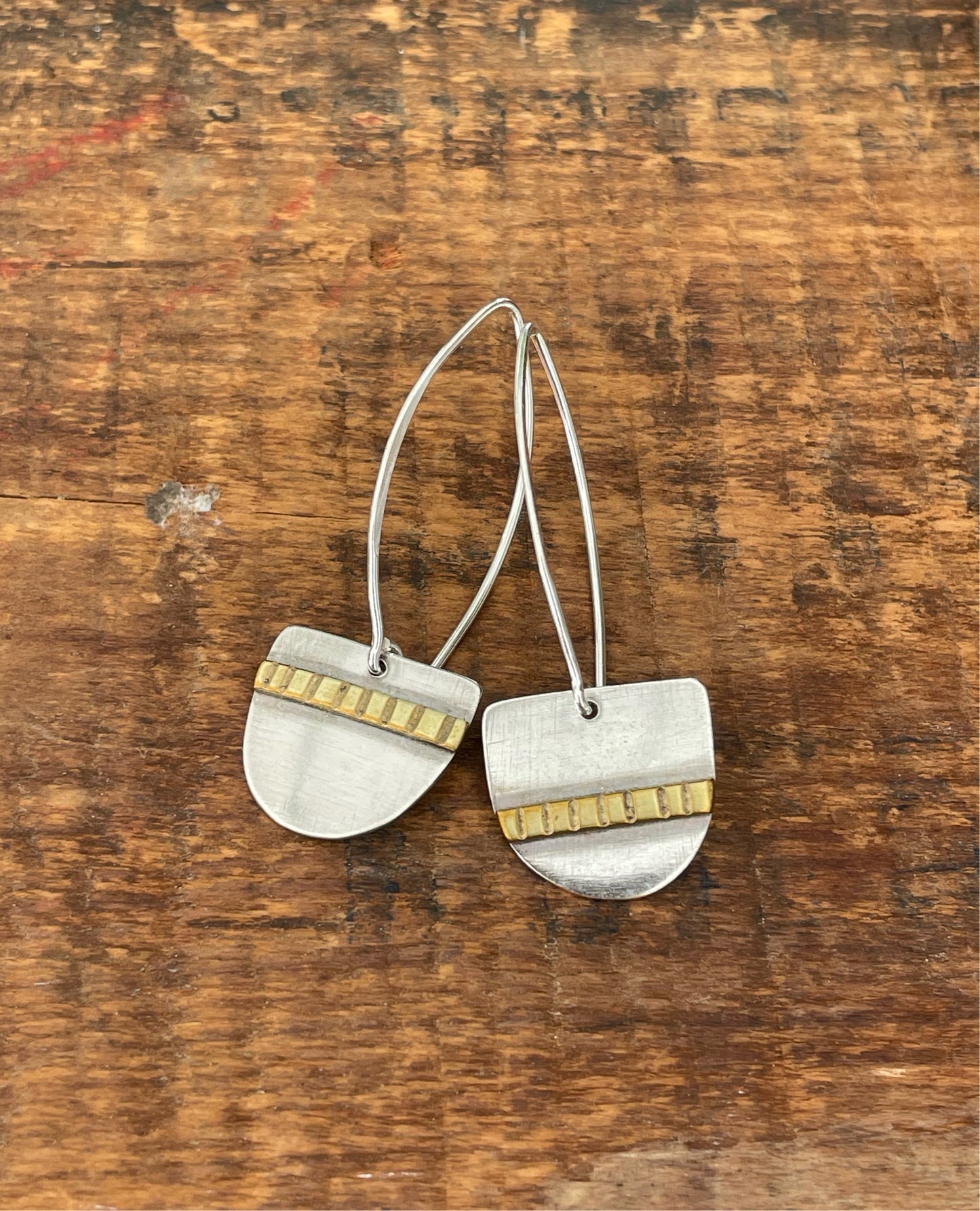 Silver with stripe brass Earrings